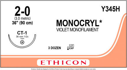 Ethicon Monocryl 2/0 Dissolvable Surgical Suture 24mm MPY684H