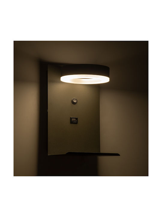 GloboStar Crown Modern Lamp Wall with Integrated LED and Natural White Light Gray 23x23cm