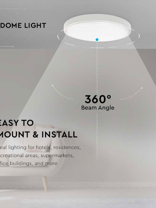 V-TAC Wandmontierte Außen-Deckenleuchte LED IP44 24W mit Warmweiß Licht 29.5x6.5εκ.