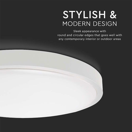 V-TAC Aplice De Exterior Pentru Perete Lampă De Tavan LED IP44 24W Cu Alb Cald 29.5x6.5x6.5cm