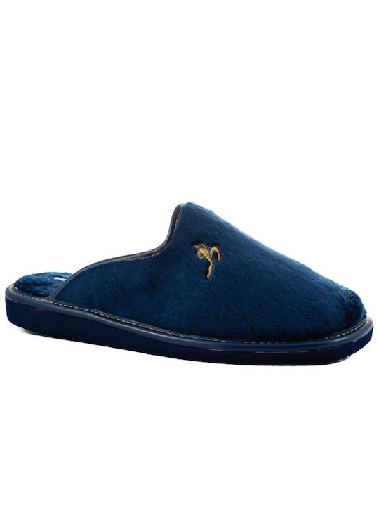 Yfantidis Men's Slippers with Fur Blue