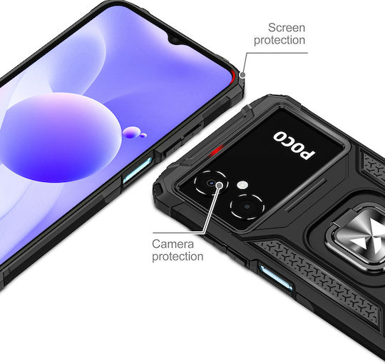 Wozinsky Ring Armor Rückseite Kunststoff Schwarz für Redmi 10 5G