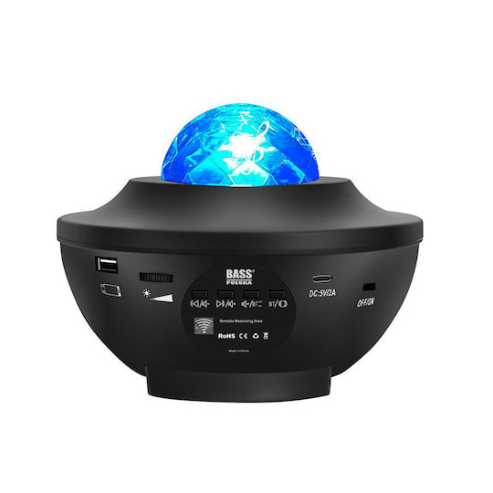 Bass Polska Led Παιδικό Φωτιστικό Projector με Προβολή Αστεριών με Εναλλαγές Χρωματισμών Μαύρο 16.2x16.2x13εκ.
