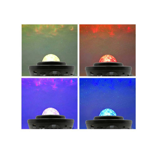 Bass Polska Led Παιδικό Φωτιστικό Projector με Προβολή Αστεριών με Εναλλαγές Χρωματισμών Μαύρο 16.2x16.2x13εκ.