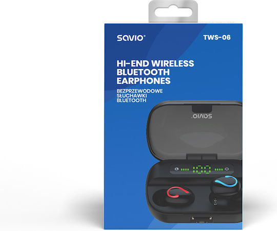 Savio TWS-06 In-Ear Bluetooth-Freisprecheinrichtung Kopfhörer mit Ladeetui Schwarz