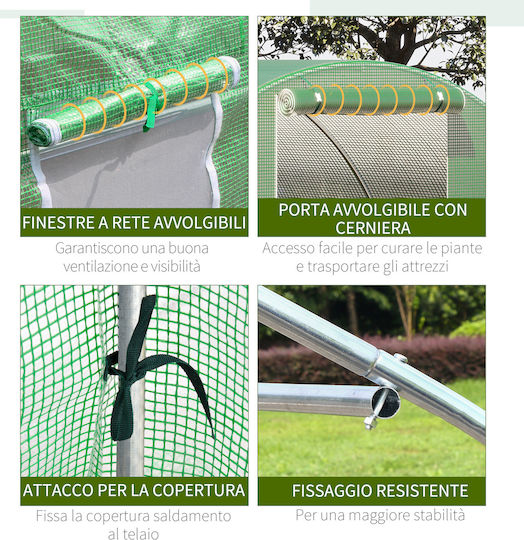 Outsunny 845-619V01 Θερμοκήπιο Τούνελ με Μεταλλικό Σκελετό 4.5x3x2m