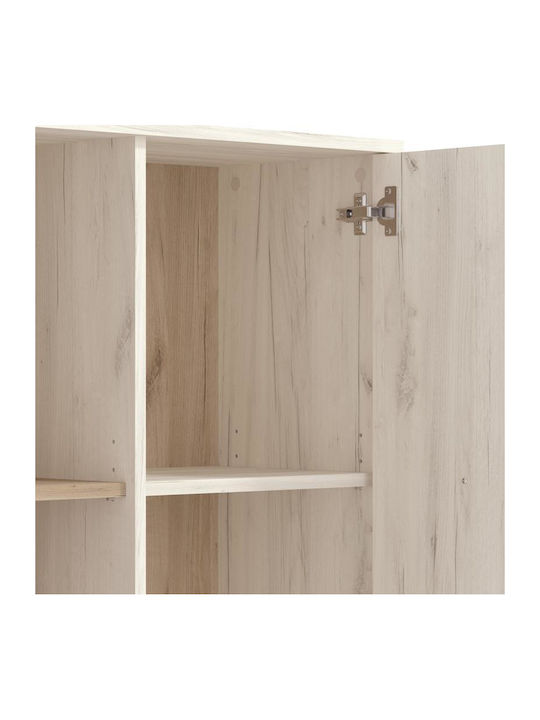 Umbria POP Wohnzimmer Vitrine aus Spanplatte Graue Eiche / Weiß 67.5x33x130.5cm