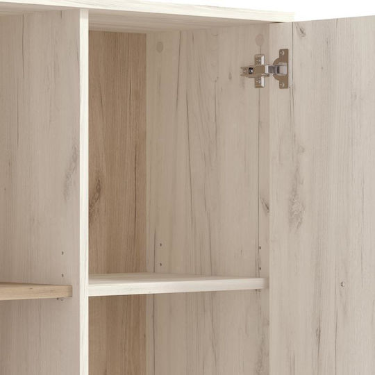 Umbria POP Living Room Display Cabinet from Particle Board Grey Oak / White 67.5x33x130.5cm