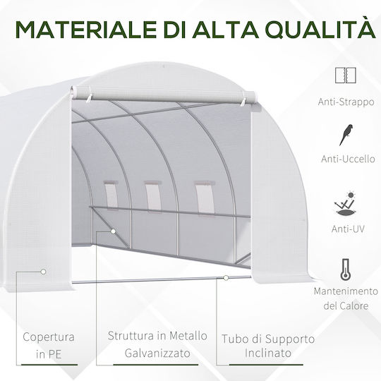 Outsunny 845-120 Seră Tunel cu Cadru Metalic 6x3x2m