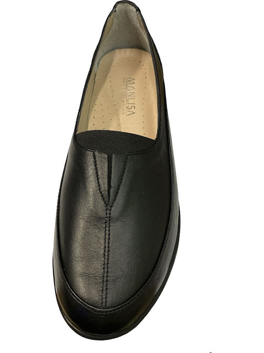 Leather Women's Moccasins in Black Color