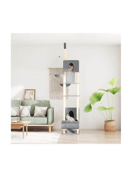 vidaXL Cat Scratching Post Cat Tree In Gray Colour 48x91x303 cm