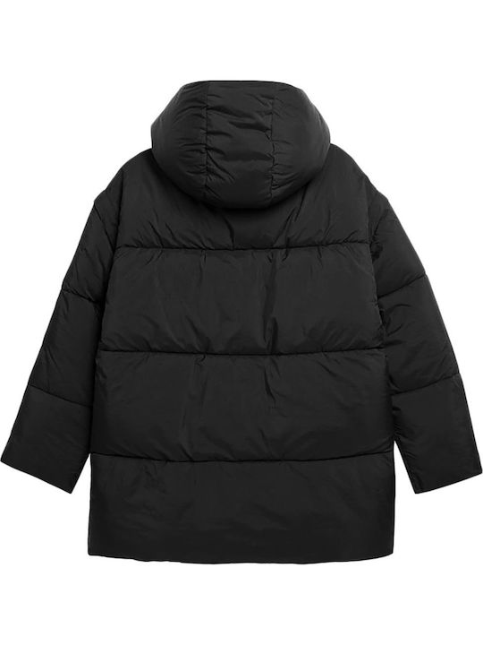Women's Short Puffer Jacket for Winter Black