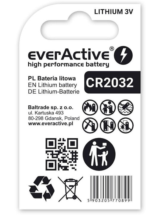 everActive Μπαταρία Λιθίου Ρολογιών CR2032 3V 1τμχ