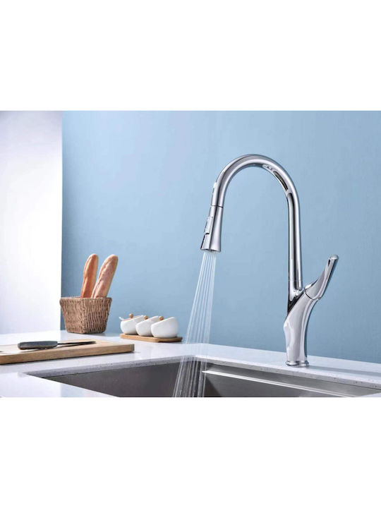 Vinci J781010 Kitchen Counter Faucet with Pull-Out Spray Silver