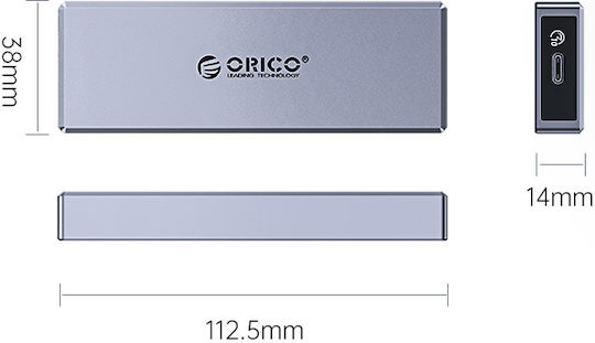 Orico Case for Hard Drive M.2 PCI Express with Connection Type-C Gray