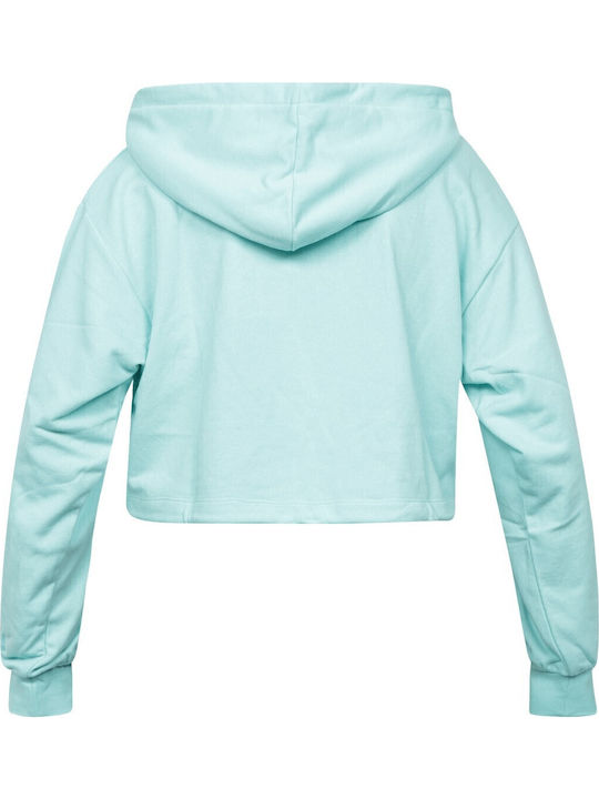 Cropped Women's Sweatshirt Hooded Light Blue