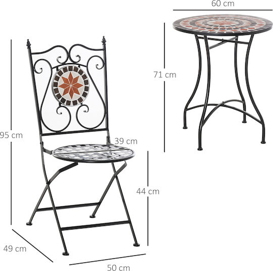 Outsunny Garden & Outdoor Furniture Sets Living Room Set 3 Pieces Orange