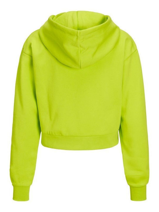 Cropped Women's Sweatshirt Jacket Hooded Lime