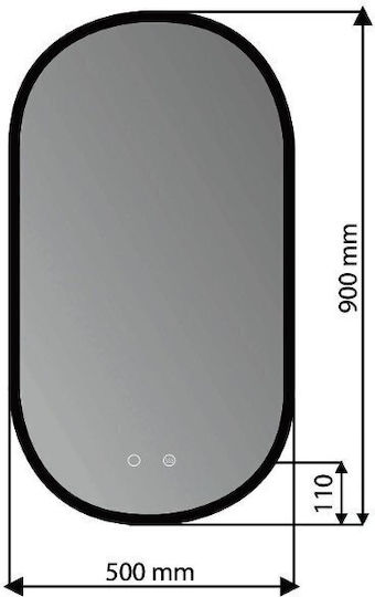 Imex Tokyo Oval Oglindă de Baie Lumini LED Atingere 50x90cm Negru