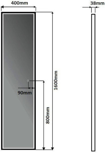 Imex New York Rectangular Bathroom Mirror Led Touch made of Metal 40x160cm Pink Gold