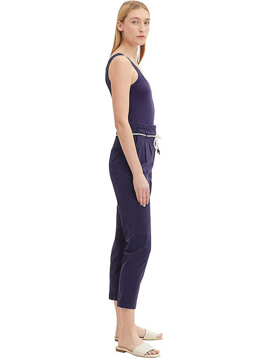 Tom Tailor Women's High-waisted Fabric Trousers Blue