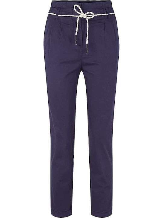 Women's High-waisted Fabric Trousers Blue