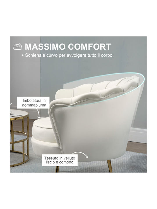 Sessel Samt Ecru 79x77x77cm