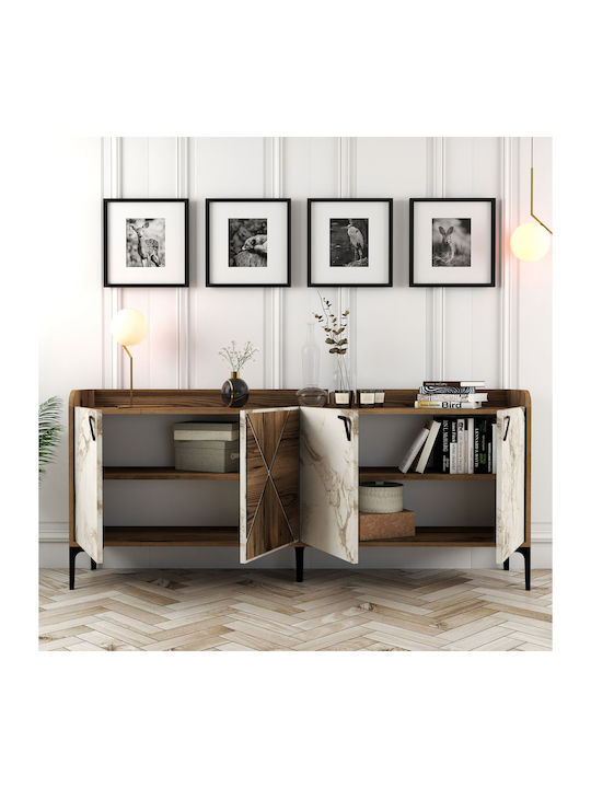 Μπουφές Καρυδί / Εφέ Λευκού Μαρμάρου 180x35x78cm