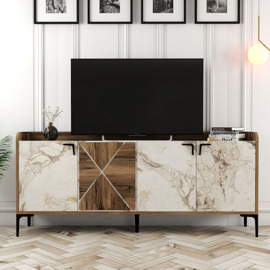 Bufet Walnut / White Marble Effect 180x35x78cm