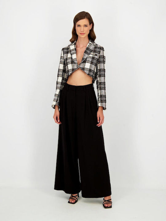 Axel Scurt Blazer pentru femei Tweed Sacou Negru