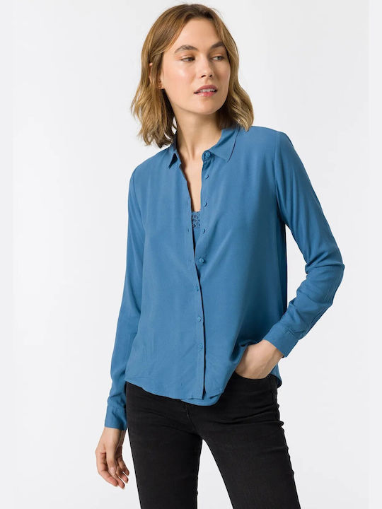 Women's long-sleeved shirt with sewn-in top Tiffosi (10046403-ZAPHIRA-767-LIGHT-BLUE)