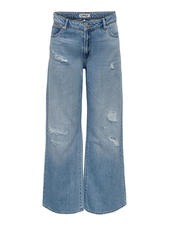 Wide Women's Jean Trousers with Rips in Wide Line