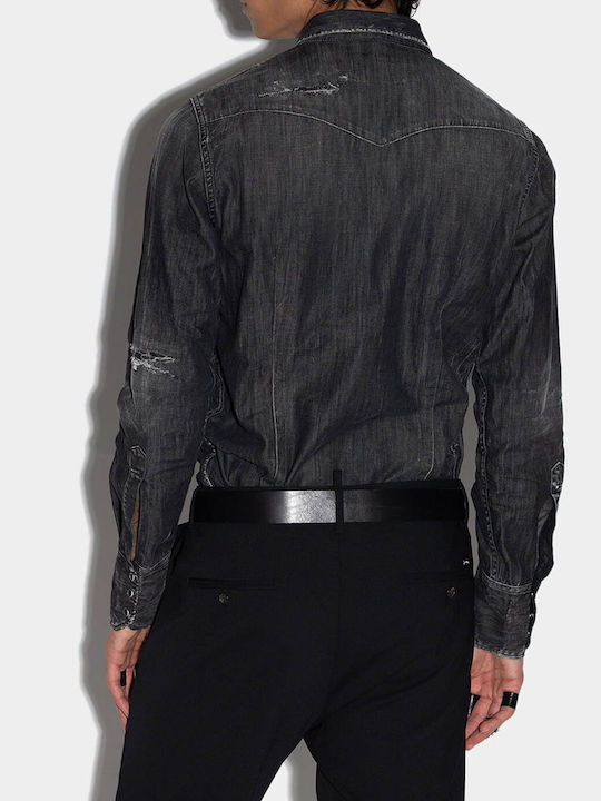 Langärmlig Jeans Hemd Schwarz
