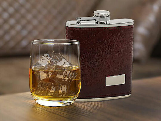 Hip Flask Sticlă Oțel inoxidabil Roșu 210ml
