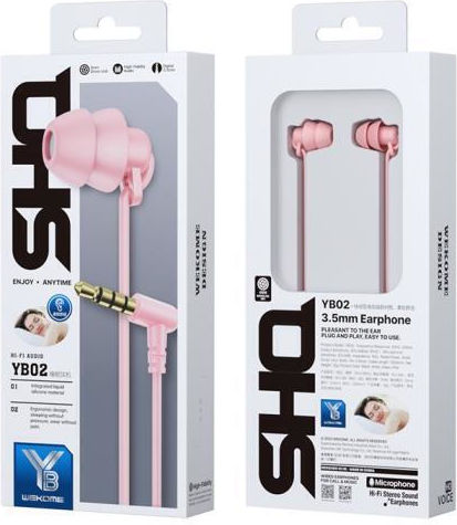 WK YB02 In-Ear Freisprecheinrichtung Kopfhörer mit Stecker 3.5mm Pink