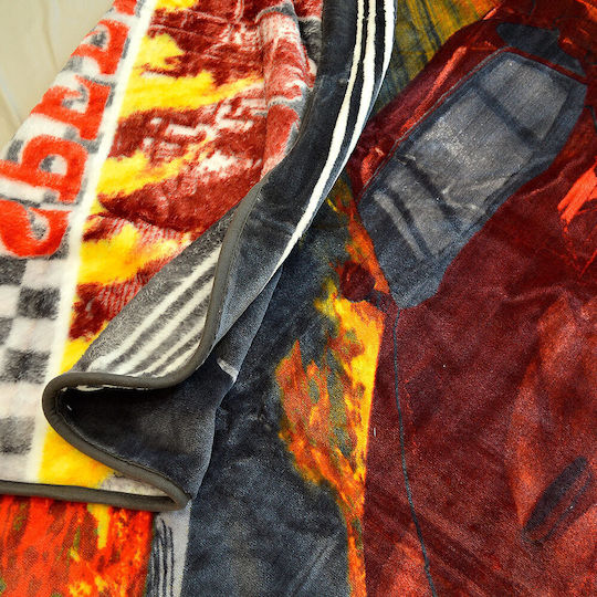 Lino Home Blanket Velvet Speed Car Grey / Red 160x220cm