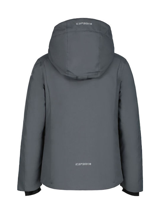 Waterproof Kids' Sports Jacket Short Windproof with Lining & Hood Gray Lyons