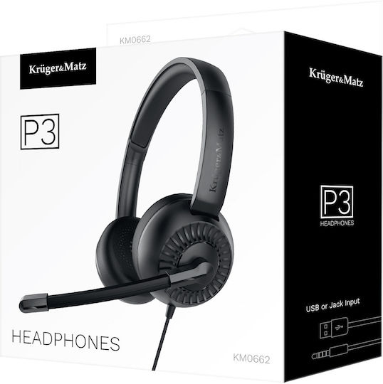 Kruger & Matz P3 Over Ear Multimedia Ακουστικά με μικροφωνο και σύνδεση USB-A