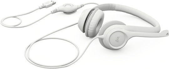 Logitech H390 On Ear Multimedia Headphone with Microphone USB-A White
