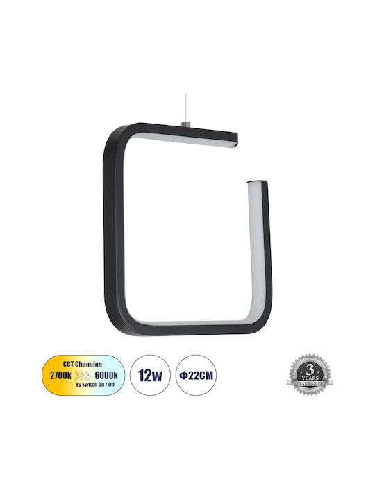 GloboStar Ceroba Lumină Suspendată Neagră LED cu Lumină Bianco Reglabilă 22x22x22cm