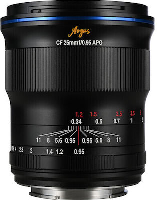 Laowa Кроп Камерен Обектив Argus 25mm f/0.95 CF APO Ултрашироко увеличение за Фуджифилм Икс Монтаж Черен