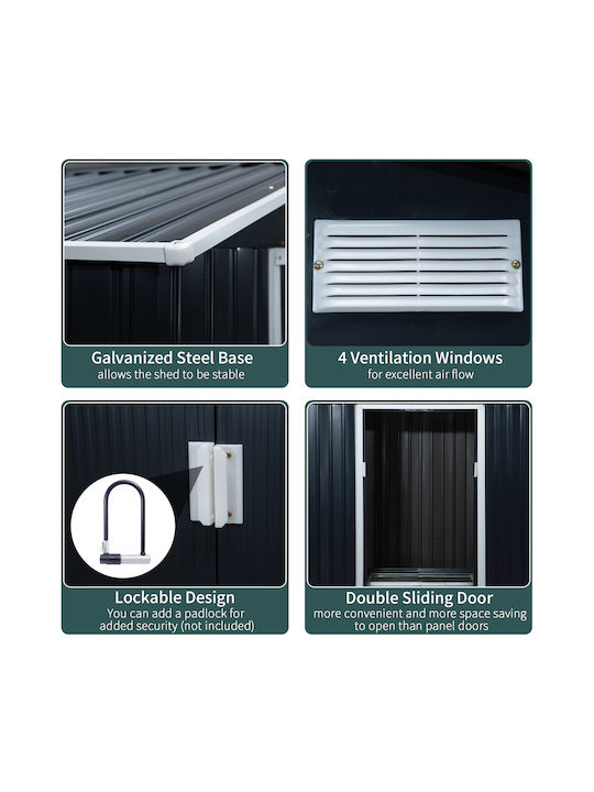 Metallic Garden Shed with Air Vents L2.77xW1.95xH1.92m