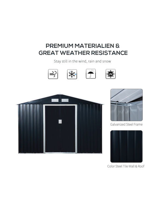 Metallic Garden Shed with Air Vents L2.77xW1.95xH1.92m