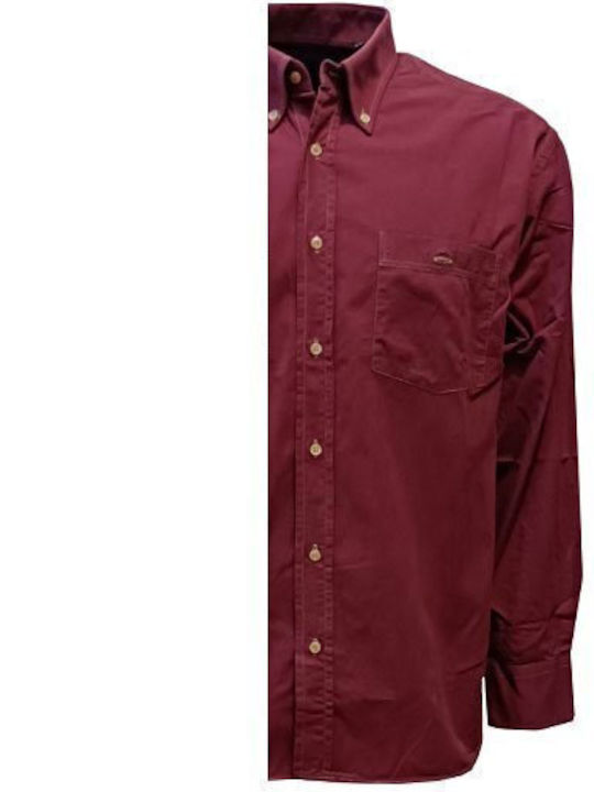 Luciano Faketti Winter Shirt Cotton 100% Men's long sleeve burgundy