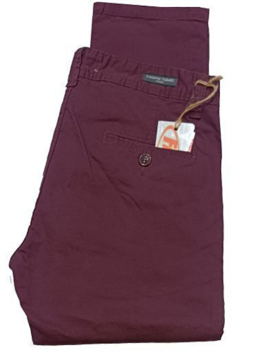 Pantaloni cu baterii CHINOS baterie pantaloni cu baterii din bumbac lycra burgundy