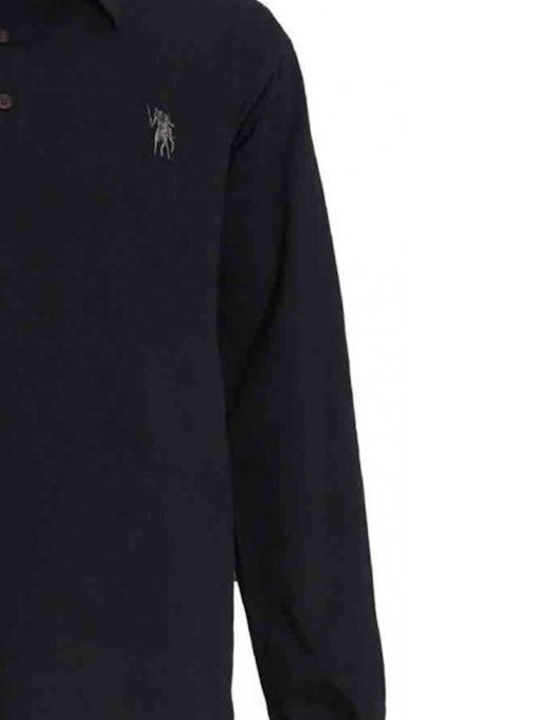 Luciano Faketti polo blouse with embroidery dark grey