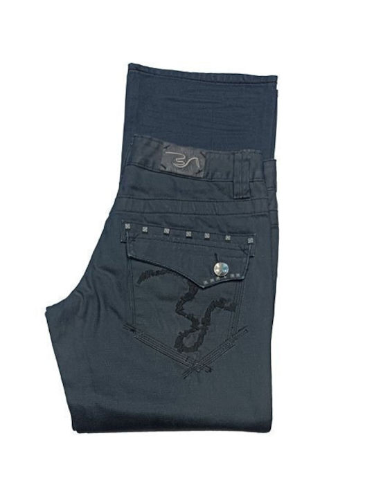 Luciano Faketti Jeans Jeans Jeans with coating, back pockets with flaps and buttons black