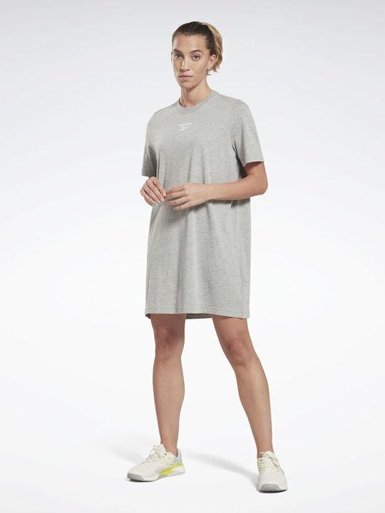 Summer Mini T-Shirt Dress Medium Grey Heather / White / White