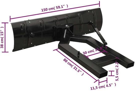 vidaXL Снегорин Лопатка Черно 150 x 38 cm. 153130