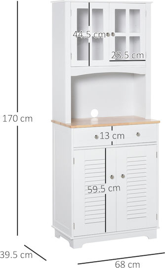 Kitchen Column with Countertop White 68x39.5x170pcs